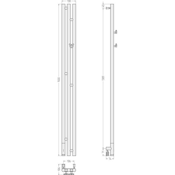 Полотенцесушитель электрический Сунержа Терция 3.0 П3 1500x106 мм L 12-5844-1511, белый - фото 5