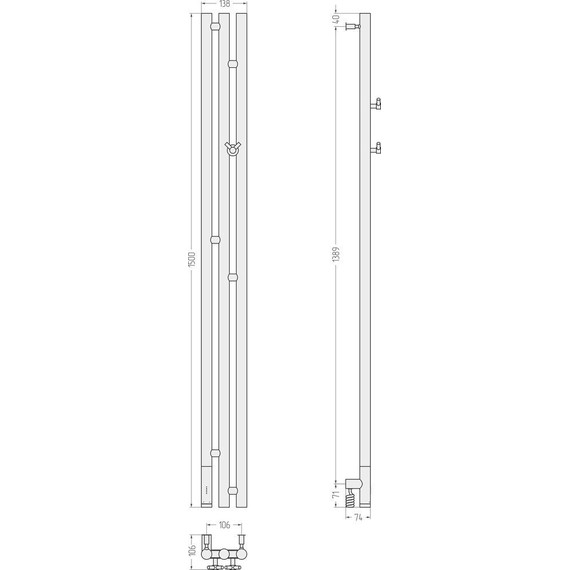 Полотенцесушитель электрический Сунержа Терция 3.0 П3 1500x106 мм L 30-5844-1511, белый матовый - фото 5