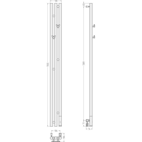 Полотенцесушитель электрический Сунержа Терция 3.0 П3 1500x106 мм R 30-5845-1511, белый матовый - фото 5