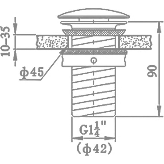 Донный клапан Black & White Universe U8707 GM, темно-серый - фото 2