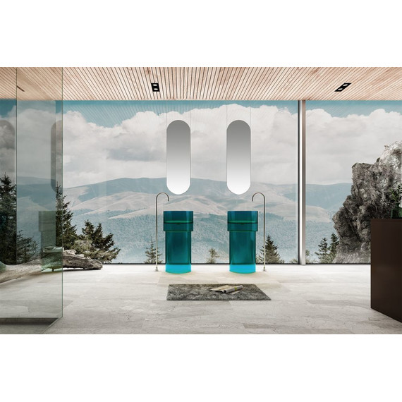 Раковина напольная прозрачная Abber Kristall 45 см AT2701Aquamarin, бирюзовый - фото 2