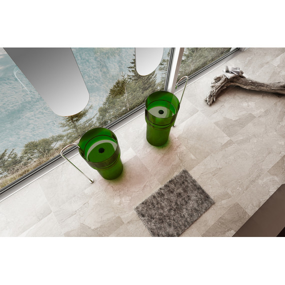 Раковина напольная прозрачная Abber Kristall 45 см AT2701Emerald, зеленый - фото 3