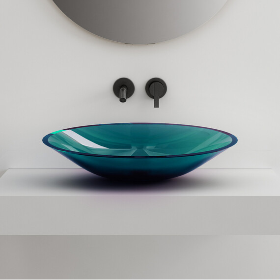 Раковина-чаша прозрачная Abber Kristall 53 см AT2812Aquamarin, бирюзовый - фото 