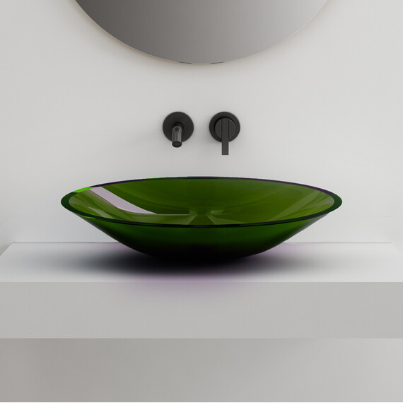 Раковина-чаша прозрачная Abber Kristall 53 см AT2812Emerald, зеленый - фото 