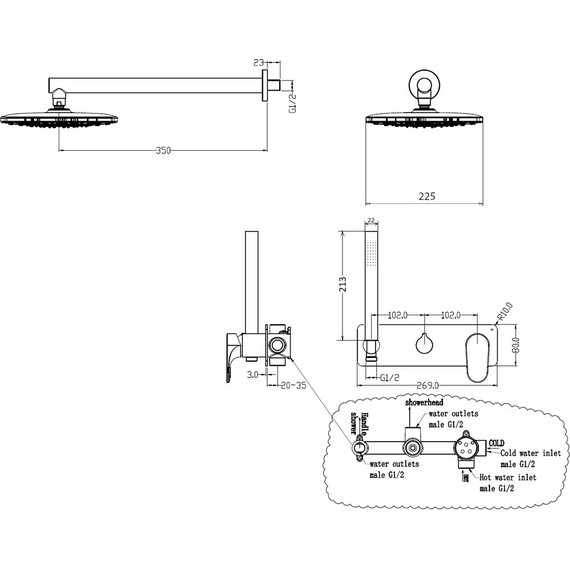 Душевая система для душа Boheme Spectre 454-CR, chrome, Цвет производителя: chrome - фото 2