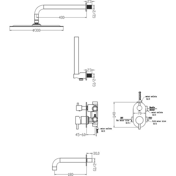 Душевая система для ванны Boheme Uno 464-2-CR, chrome, Цвет производителя: chrome - фото 2