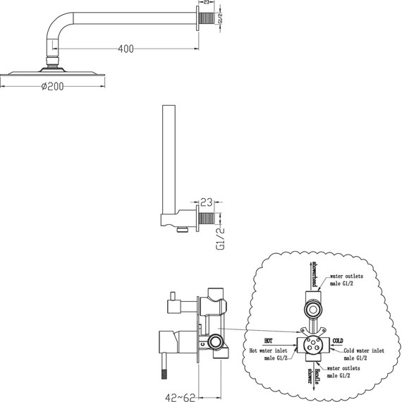 Душевая система для душа Boheme Uno 464-B, чёрный матовый, Цвет производителя: чёрный матовый - фото, картинка 2 Душевая система для душа Boheme Uno 464-B, чёрный матовый, Цвет производителя: чёрный матовый - фото 2