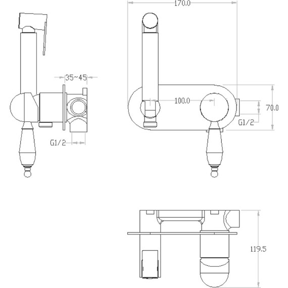 Набор для гигиенического душа Boheme Imperiale 425, золото - фото 2