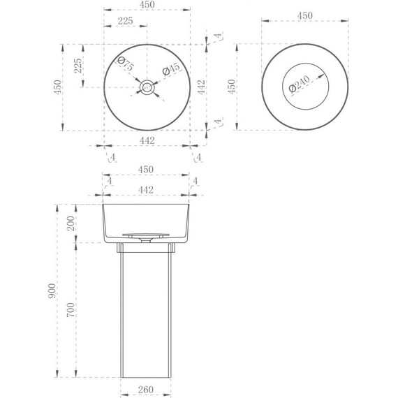 Раковина напольная прозрачная Abber Kristall 45 см AT2702Aquamarin, бирюзовый - фото 4
