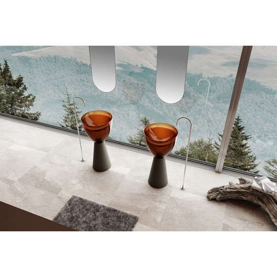 Раковина напольная прозрачная Abber Kristall 45 см AT2703Black-Opal, черный/коричневый - фото 3