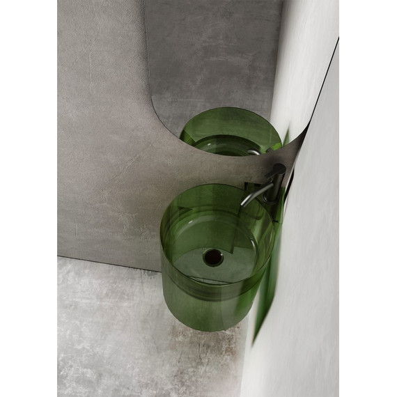 Раковина подвесная прозрачная Abber Kristall 42 см AT2705Emerald, зеленый - фото 4