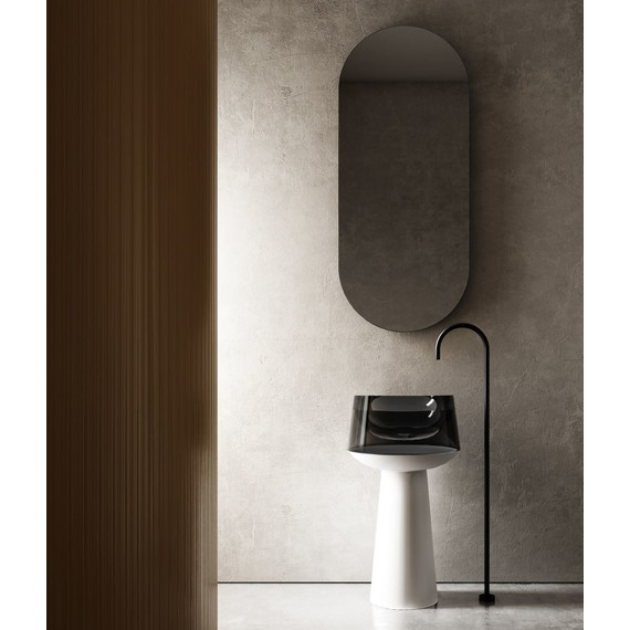 Раковина напольная прозрачная Abber Kristall 50 см AT2706White-Onyx, белый/черный - фото 2