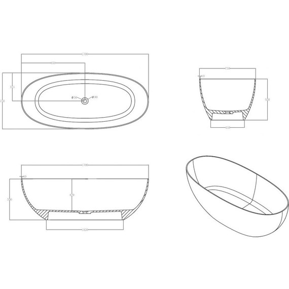 Ванна прозрачная Abber Kristall 170x75 см AT9703Amber, желтый - фото 6