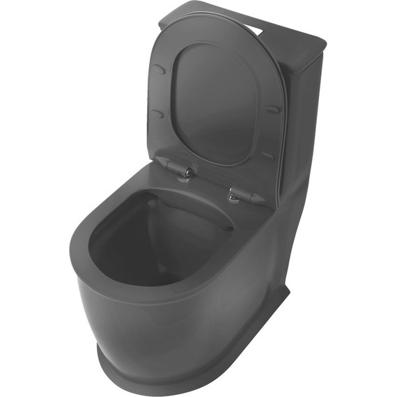 Унитаз-моноблок безободковый Grossman Retro GR-4492BMS с крышкой микролифт, черный матовый, Цвет производителя: чёрный - фото 5