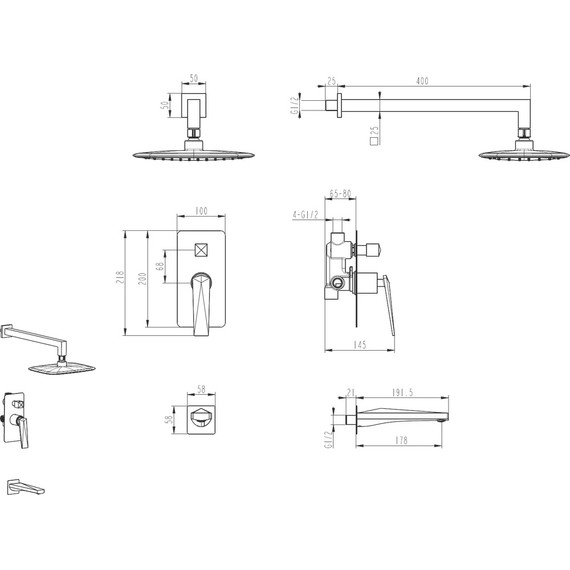 Душевая система для ванны Boheme Venturo 374-B-2, black chrome, Цвет производителя: black chrome - фото 2