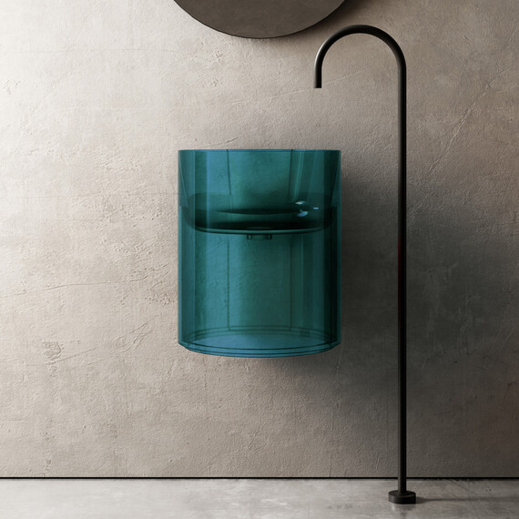 Раковина подвесная прозрачная Abber Kristall 42 см AT2704Aquamarin, бирюзовый - фото 