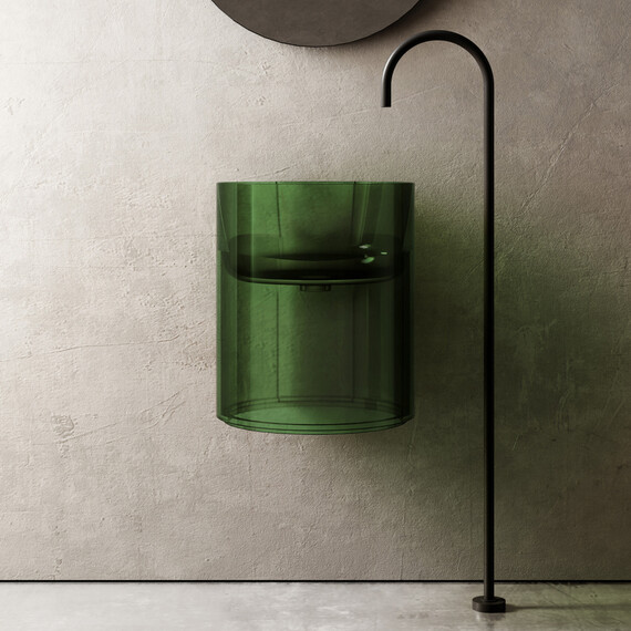 Раковина подвесная прозрачная Abber Kristall 42 см AT2704Emerald, зеленый - фото 