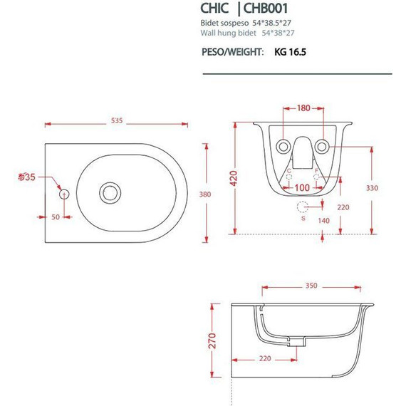 Биде подвесное ArtCeram Chic CHB001 01 00 - фото 4
