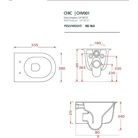 Унитаз подвесной безободковый ArtCeram Chic CHV001 01 00, белый глянцевый, Цвет производителя: белый глянцевый - фото 3