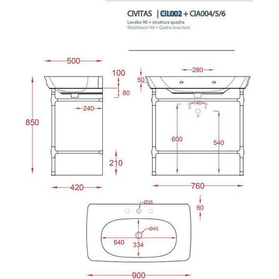 Раковина подвесная ArtCeram Civitas 90 см CIL002 03 00 nero - фото 2