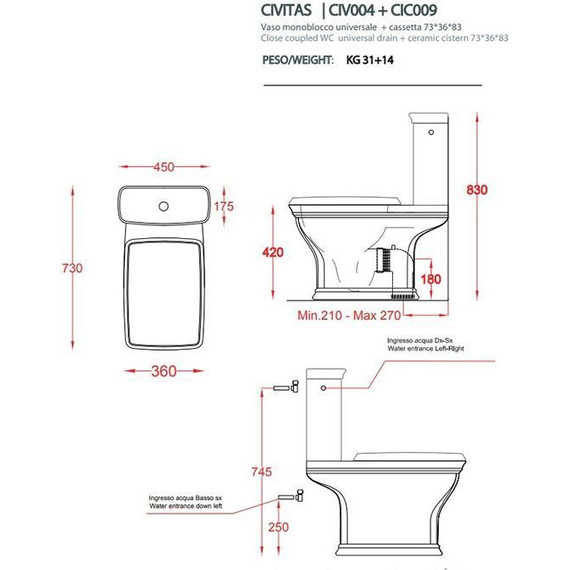 Унитаз-компакт ArtCeram Civitas CIV004 03 00, чёрный, Цвет производителя: чёрный - фото 2