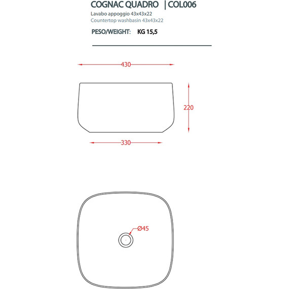 Раковина-чаша ArtCeram Cognac 43 см COL006 40 00, tortora - фото 2