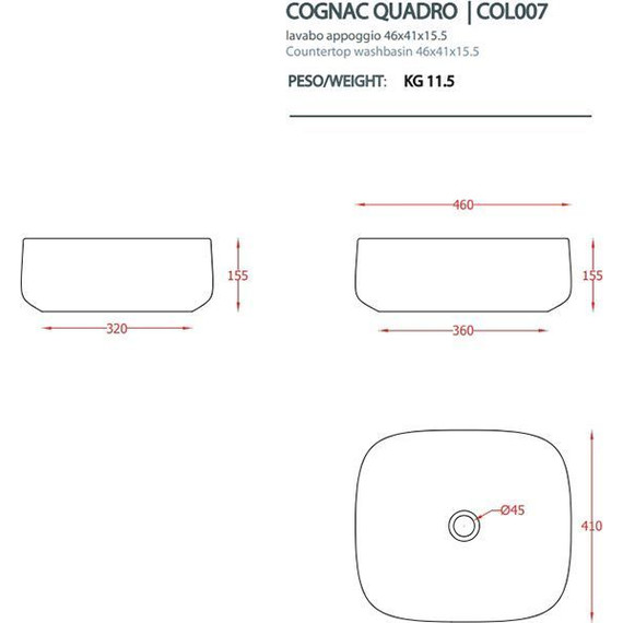 Раковина-чаша ArtCeram Cognac 46 см COL007 40 00, tortora - фото 2