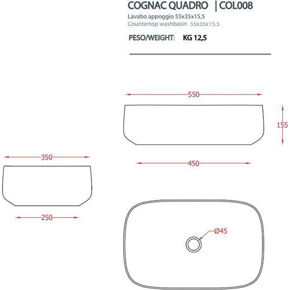 Раковина-чаша ArtCeram Cognac 55 см COL008 15 00, grigio oliva - фото 2