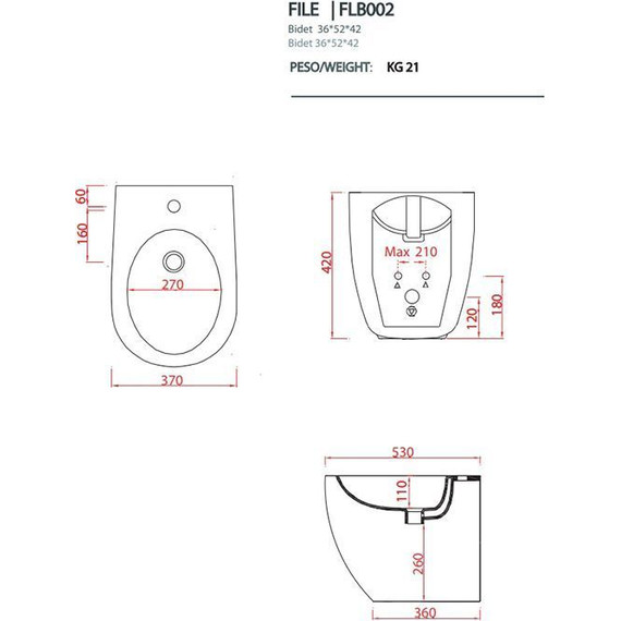 Биде напольное ArtCeram File 2.0 FLB002 01 30 - фото 2