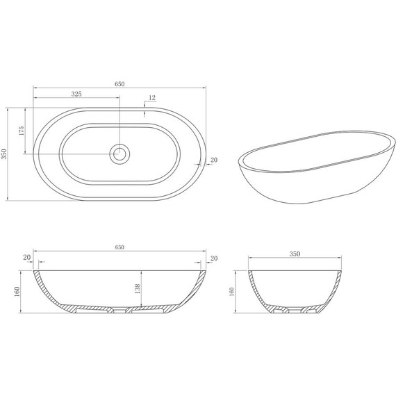 Раковина-чаша Azario 65 см AZ-1132S - фото 5