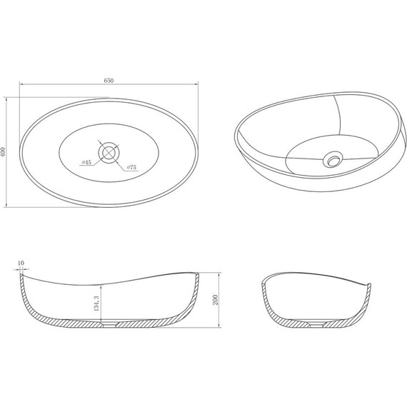 Раковина-чаша Azario 65 см AZ-1214S - фото 5