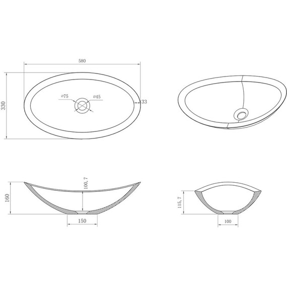 Раковина-чаша Azario 58 см AZ-1225S - фото 5