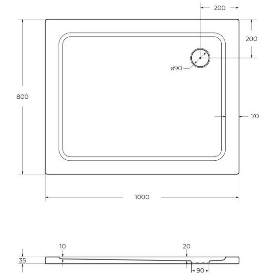 Поддон SMC Cezares TRAY-M-AH-100/80-35-W 100х80 см - фото, картинка 3 Поддон SMC Cezares TRAY-M-AH-100/80-35-W 100х80 см - фото 3