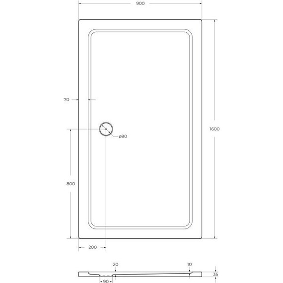 Акриловый поддон Cezares TRAY-M-AH-160/90-35-W 160х90 см - фото, картинка 3 Акриловый поддон Cezares TRAY-M-AH-160/90-35-W 160х90 см - фото 3