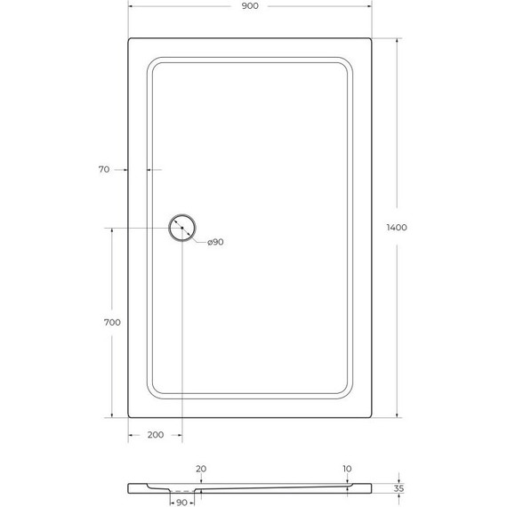 Акриловый поддон Cezares TRAY-M-AH-140/90-35-W 140х90 см - фото 5