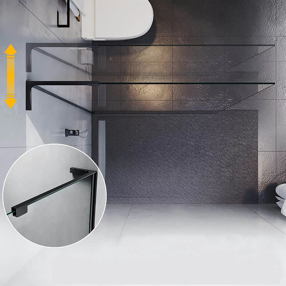 Душевая перегородка Veconi Korato 110 см KR77B-110-01-C8 (стекло 8 мм), черный/прозрачное - фото 2