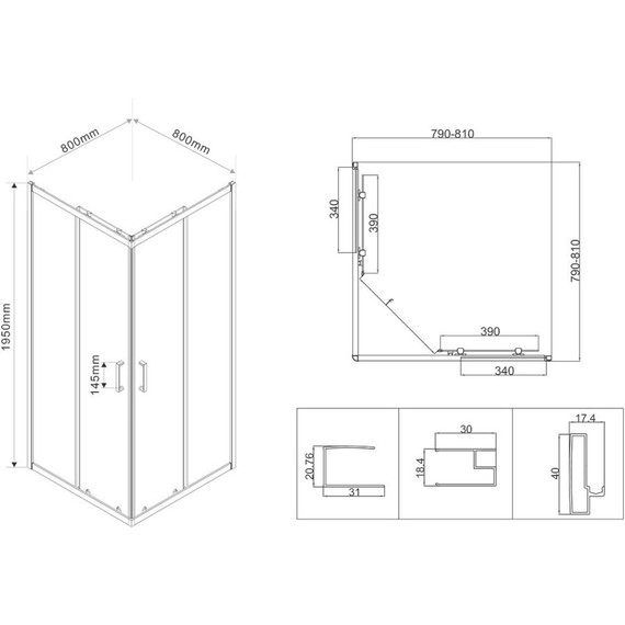 Душевое ограждение Vincea City 80x80 см VSS-5CT800MT, хром/текстурное - фото 4