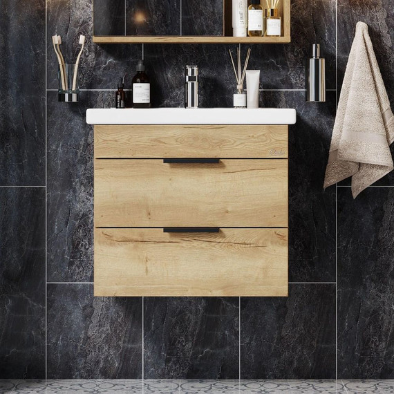 Тумба подвесная с раковиной Onika Легран 60 см 106142, дуб галифакс (раковина Como 60) - фото 2