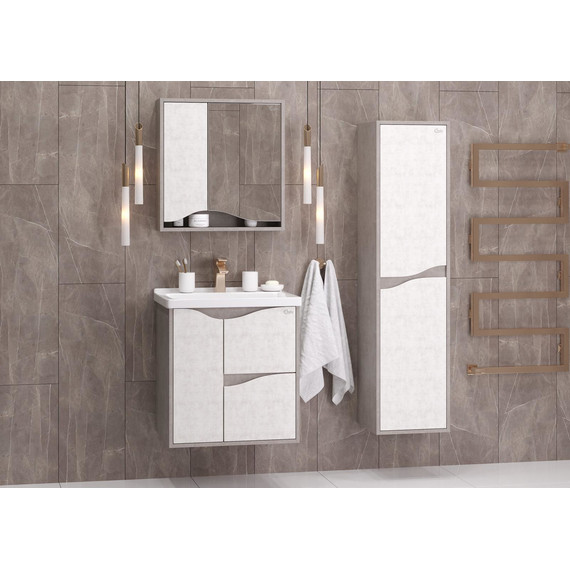 Тумба подвесная с раковиной Onika Брендон 60 см 106138, бетон крем/камень светлый - фото, картинка 4 Тумба подвесная с раковиной Onika Брендон 60 см 106138, бетон крем/камень светлый - фото 4