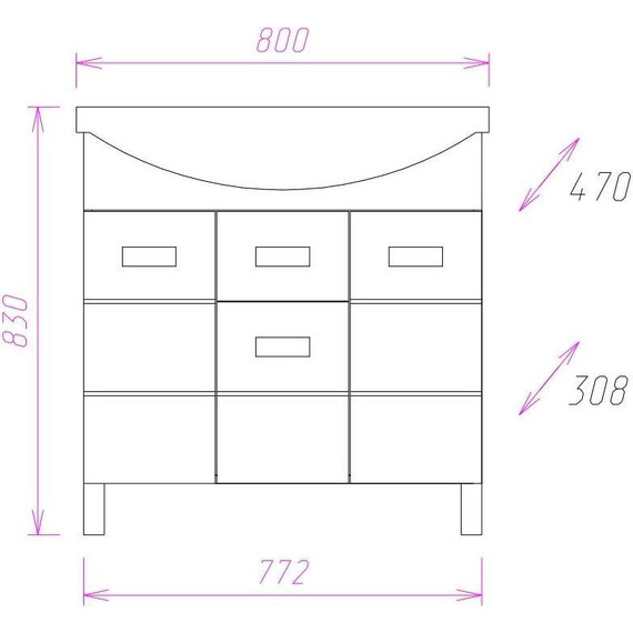 Тумба напольная с раковиной Onika Балтика 80 см 108023 - фото 7