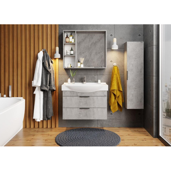 Тумба подвесная с раковиной Onika Девис 80 см 108048, бетон чикаго - фото 2