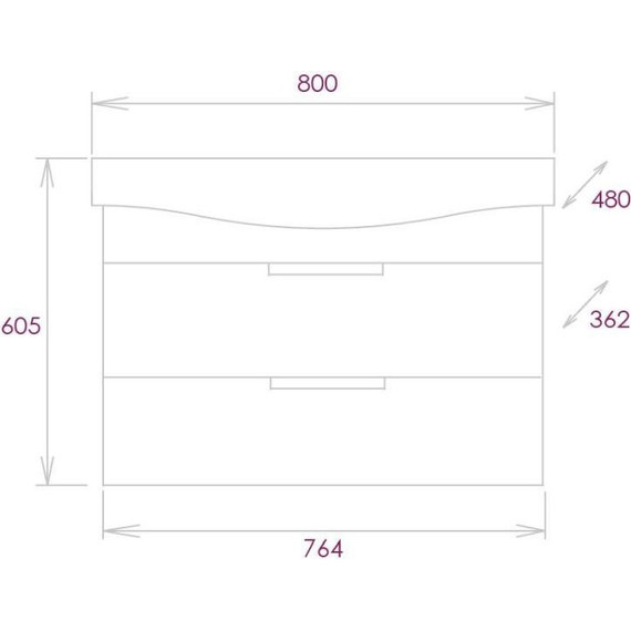 Тумба подвесная с раковиной Onika Девис 80 см 108048, бетон чикаго - фото 11