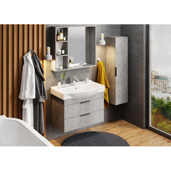 Тумба подвесная с раковиной Onika Девис 80 см 108048, бетон чикаго - фото 4