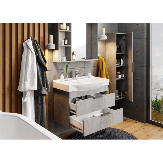 Тумба подвесная с раковиной Onika Девис 80 см 108048, бетон чикаго - фото 6