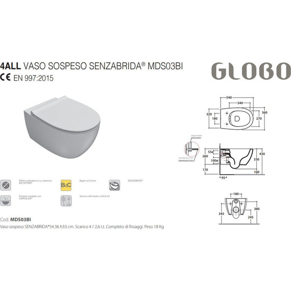 Унитаз подвесной безободковый Globo 4all MDS03.AR, чёрный матовый, Цвет производителя: чёрный матовый - фото 3