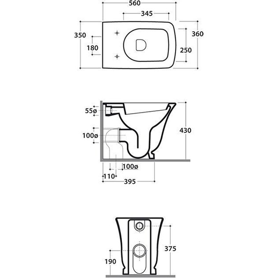 Унитаз приставной Globo Relais RE001.BI - фото 3