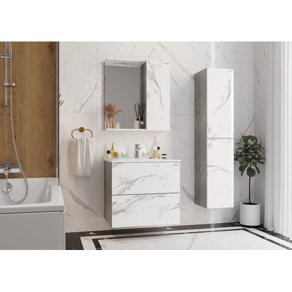 Тумба подвесная с раковиной Onika Марбл 65 см 106548, мрамор/камень бетонный - фото 4