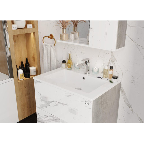 Тумба подвесная с раковиной Onika Марбл 65 см 106548, мрамор/камень бетонный - фото 6