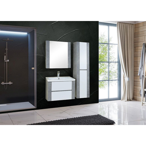 Тумба подвесная с раковиной Onika Стоун 70 см 107044, белая/ателье светлое - фото, картинка 2 Тумба подвесная с раковиной Onika Стоун 70 см 107044, белая/ателье светлое - фото 2