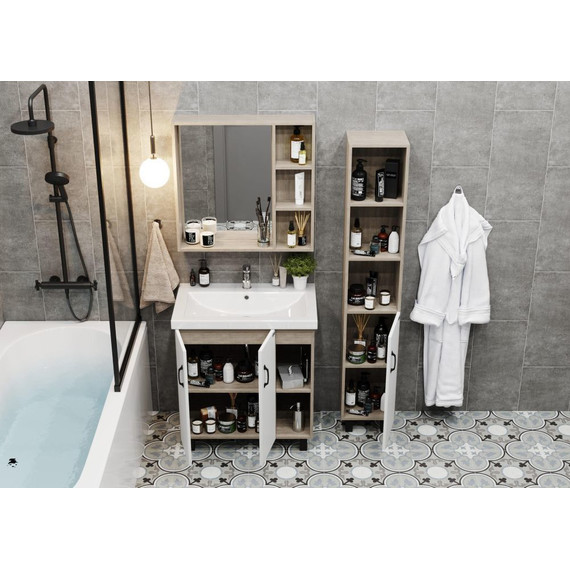 Тумба напольная с раковиной Onika Тимбер 70 см 107056, белый матовый/дуб сонома - фото, картинка 6 Тумба напольная с раковиной Onika Тимбер 70 см 107056, белый матовый/дуб сонома - фото 6